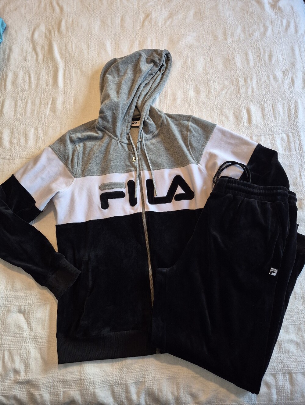 Fila women's size Large matching color block track suit lounge set VGUC